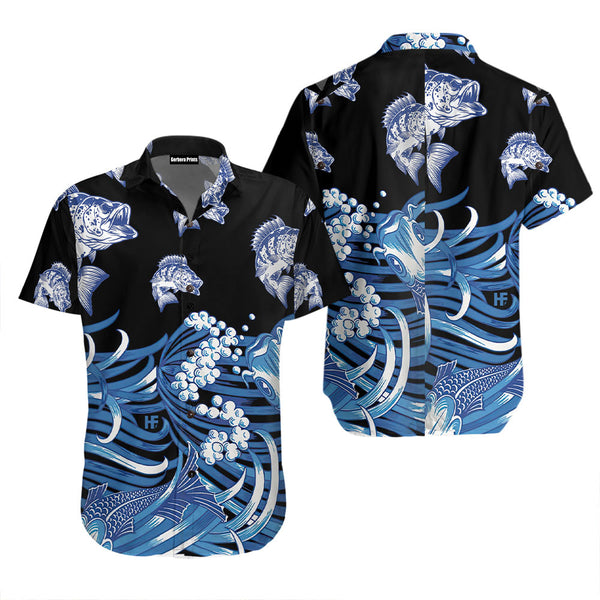 Bass Fish Pattern Aloha Hawaiian Shirt