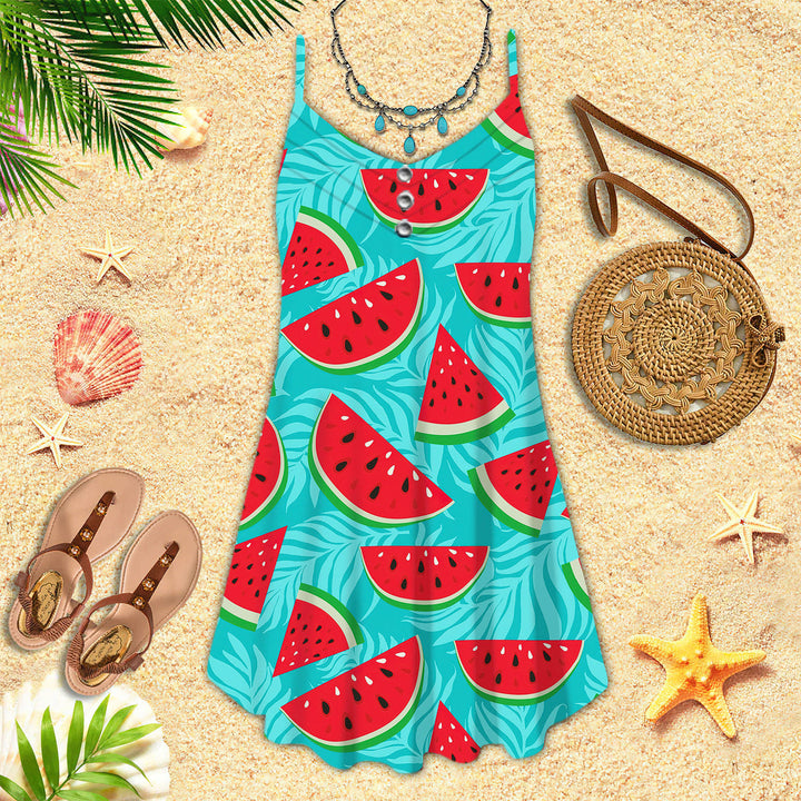 Be As Cool As Watermelon Spaghetti Strap Summer Dress | SD1575