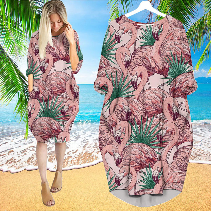 Be Fabulous Like A Flamingo Long Sleeve Midi Dress | MD1443