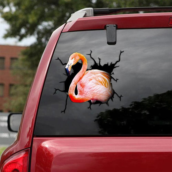 Beautiful Flamingo Cracked Car Decal Sticker | Waterproof | PVC Vinyl | CCS1663