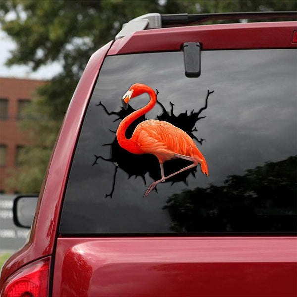 Beautiful Flamingo Cracked Car Decal Sticker | Waterproof | PVC Vinyl | CCS1671