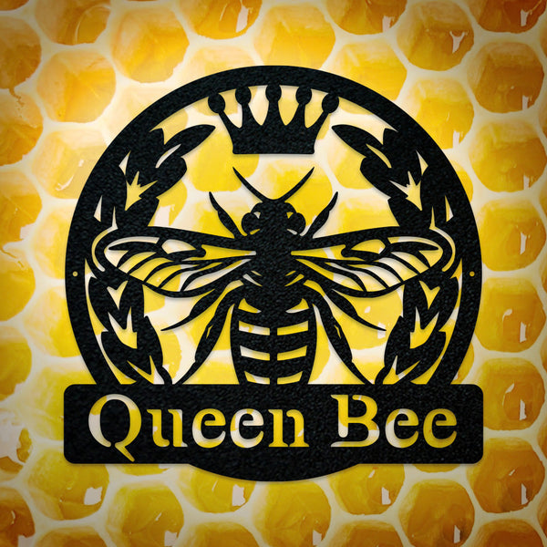 Bee Queen Monogram Custom Name Laser Cut Metal Signs