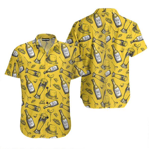 Beer Bottle Pattern Aloha Hawaiian Shirt