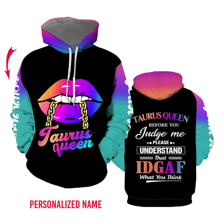 Before You Judge Me Understand Taurus Queen Custom Name Hoodie For Men & Women