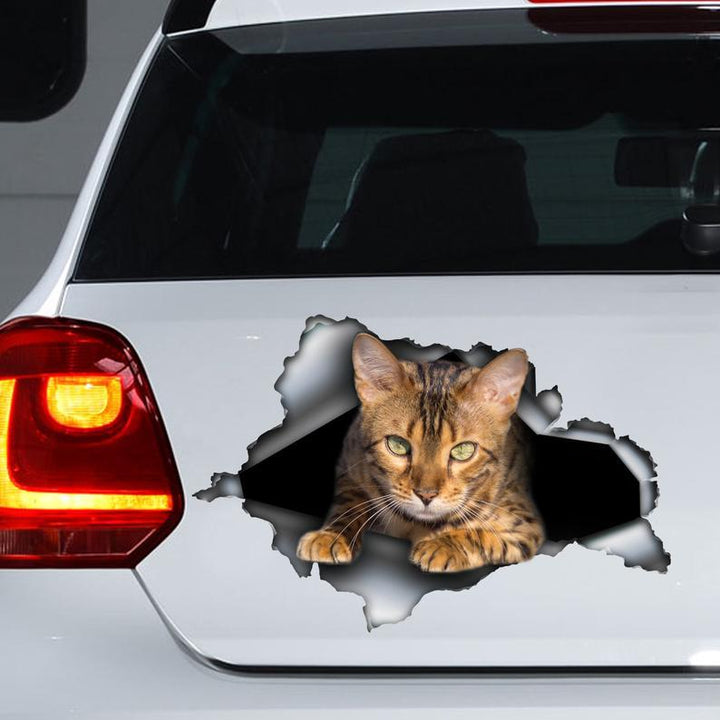 Bengal Cat Cracked Car Decal Sticker | Waterproof | PVC Vinyl | CCS1463