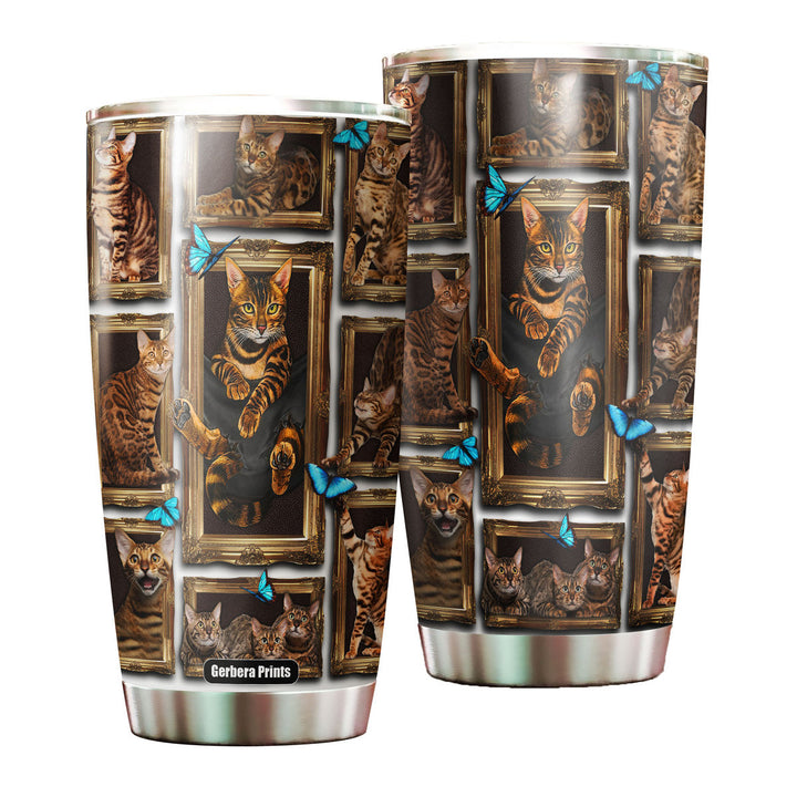 Bengal Cat Stainless Steel Tumbler Cup | Travel Mug | TC5678-20oz-Gerbera Prints.