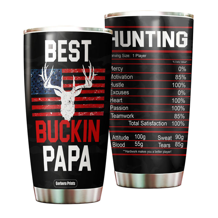 Best Papa Hunting Stainless Steel Tumbler Cup | Travel Mug | TC2470-20oz-Gerbera Prints.