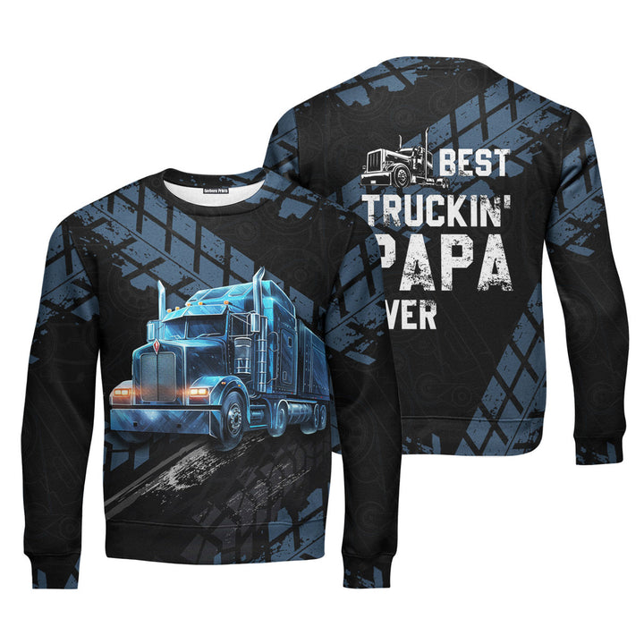 Best Truckin' Papa Ever Truck Driver Crewneck Sweatshirt For Men & Women FHT1167-Colorful-Gerbera Prints.