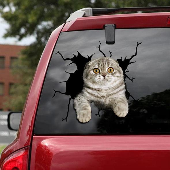 Cats Lover Cracked Car Decal Sticker | Waterproof | PVC Vinyl | CCS1757
