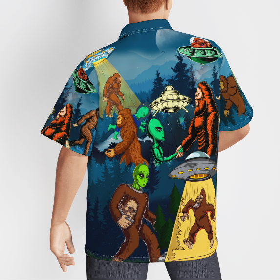 Bigfoot Alien In The Forest Aloha Hawaiian Shirts For Men And For Women WT3095-Colorful-Gerbera Prints.