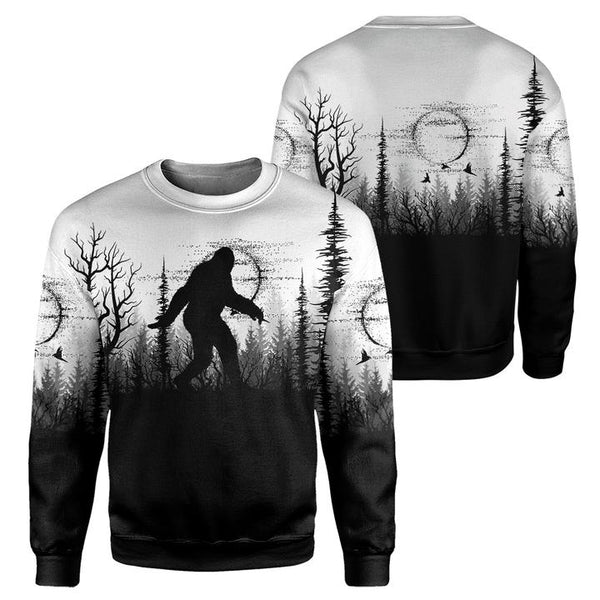 Bigfoot Black and White Crewneck Sweatshirt All Over Print For Men And Women HO1761