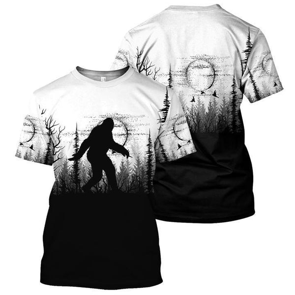 Bigfoot Black and White Tee 3D All Over Print For Men And Women HO1761