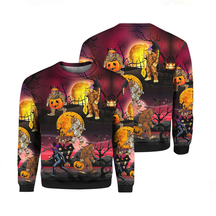 Bigfoot Halloween Crewneck Sweatshirt For Men & Women