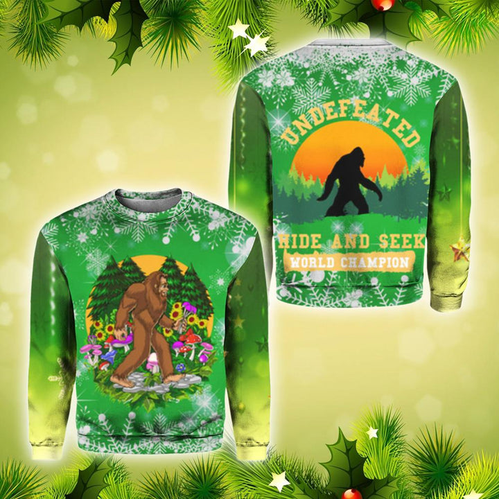 Bigfoot Hide And Seek Christmas Crewneck Sweatshirt For Men & Women