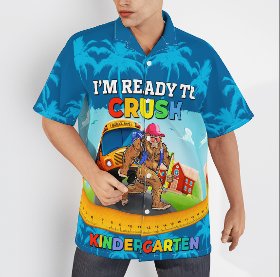 Bigfoot I'm Ready To Crush Kindergarten Tropical Blue Aloha Hawaiian Shirts For Men And For Women WT4124