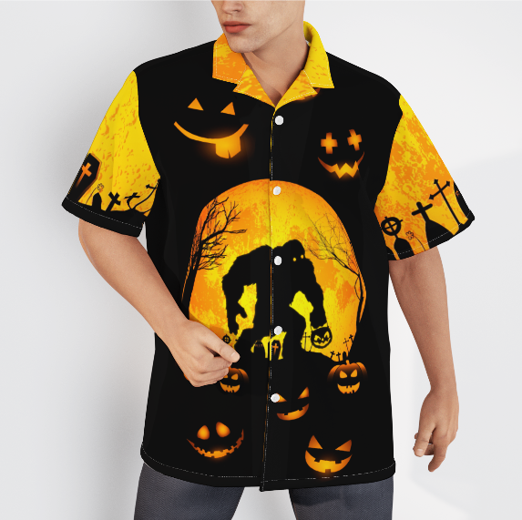 Bigfoot I’ve Been Ready For Halloween Black And Orange Aloha Hawaiian Shirts For Men And For Women WT4131