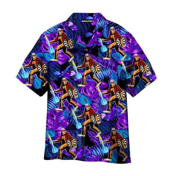 Bigfoot Play Dart Tropical Neon Aloha Hawaiian Shirts For Men & For Women WT2281