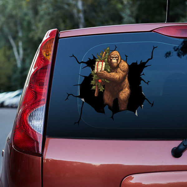 Bigfoot With Christmas Gift 3D Vinyl Car Decal Stickers CS8339