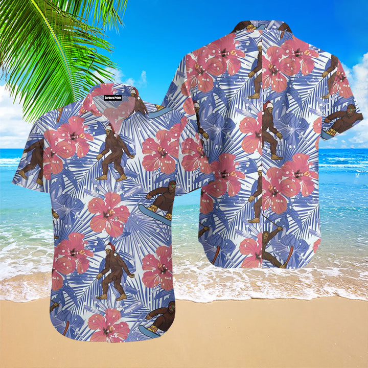 Bigfoot Floral Tropical Christmas Gift Hawaiian Shirt