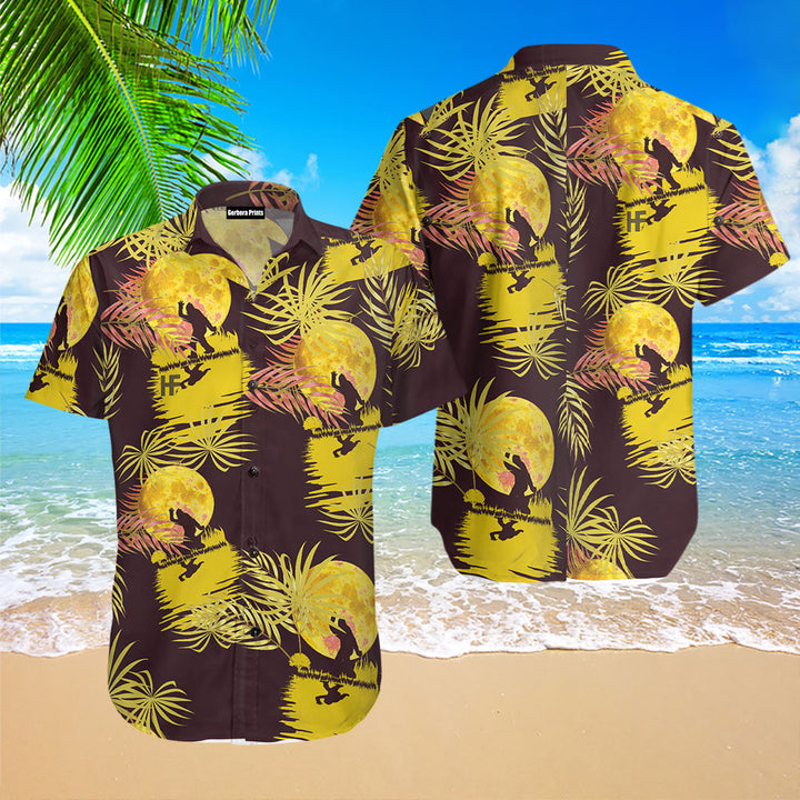 Bigfoot Tropical Yellow Moon Bigfoot Hawaiian Shirt