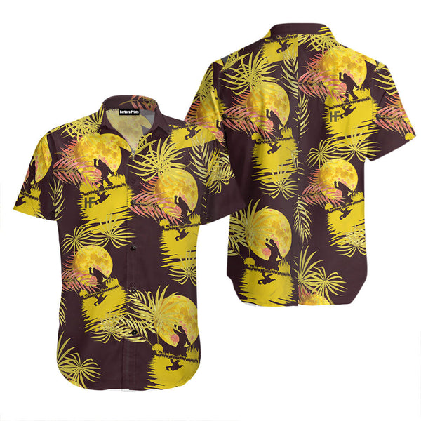 Bigfoot Tropical Yellow Moon Bigfoot Hawaiian Shirt