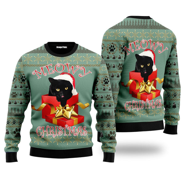 Black Cat Gift Ugly Christmas Sweater For Men & Women US5174