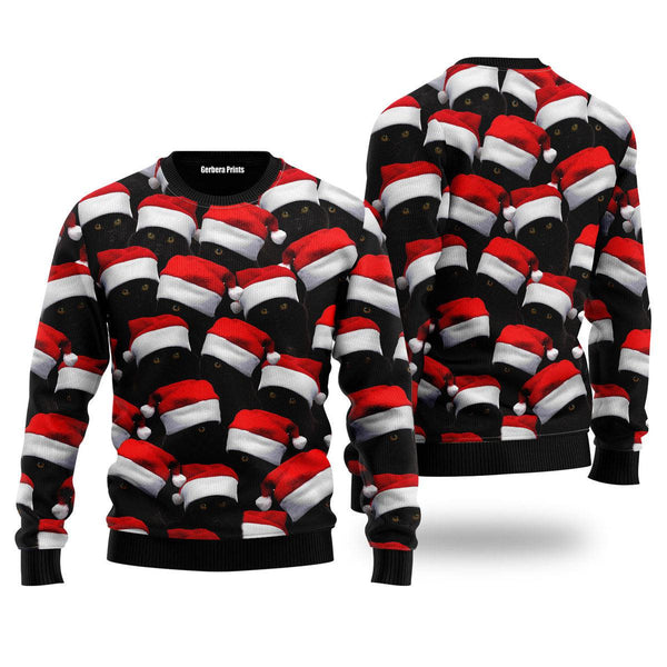 Black Cat Group Ugly Christmas Sweater | For Men & Women | Adult | US5176-S-Gerbera Prints.