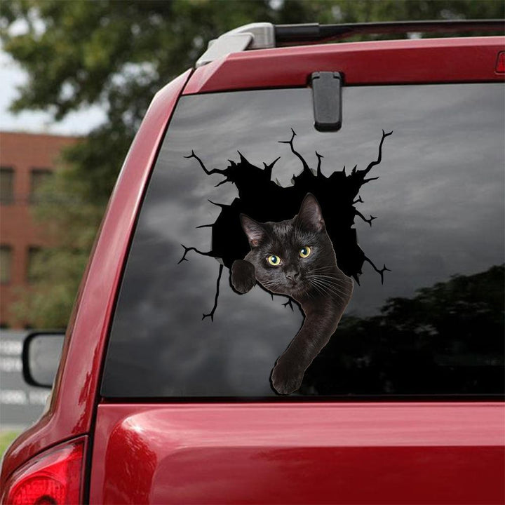 Cat Lover Cracked Car Decal Sticker | Waterproof | PVC Vinyl | CCS1024