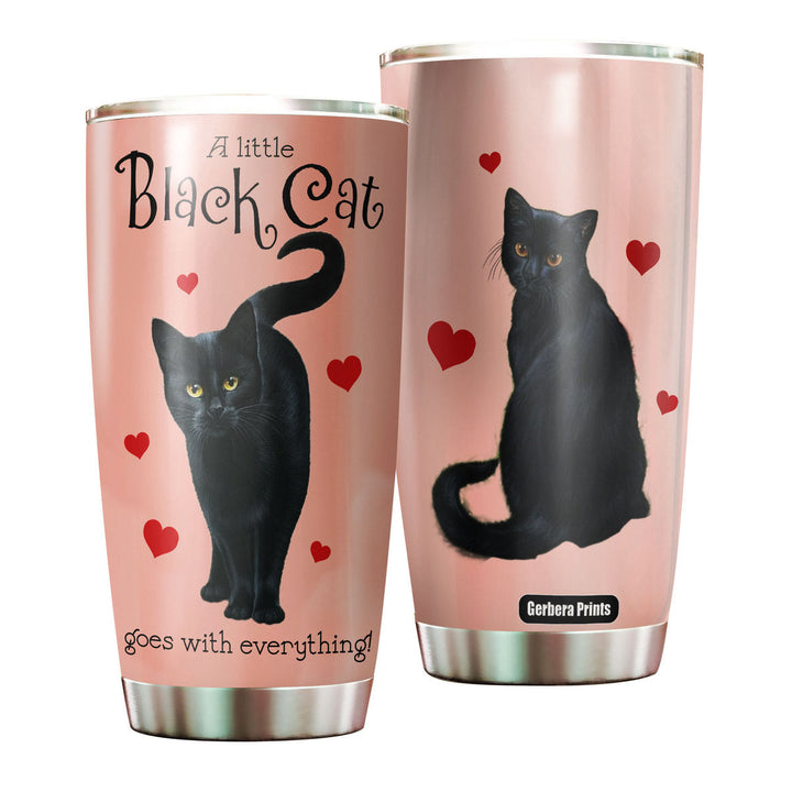 Black Cat Stainless Steel Tumbler Cup | Travel Mug | TC3338-20oz-Gerbera Prints.