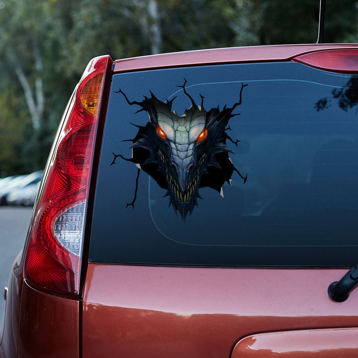 Black Dragon Cracked Car Decal Sticker | Waterproof | PVC Vinyl | CCS5169-Colorful-Gerbera Prints.