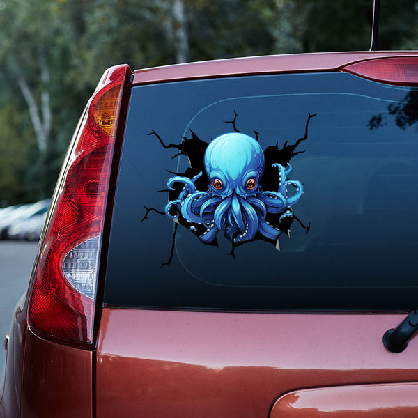 Blue Octopus 3D Vinyl Car Decal Stickers CS8178