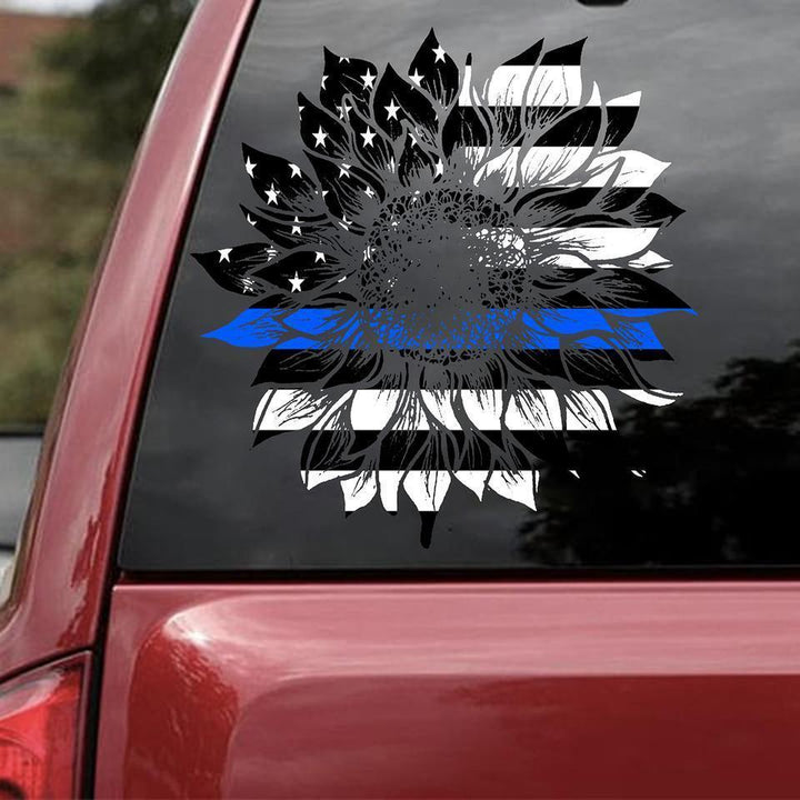 Blue Sunflower Cracked Car Decal Sticker | Waterproof | PVC Vinyl | CCS2213