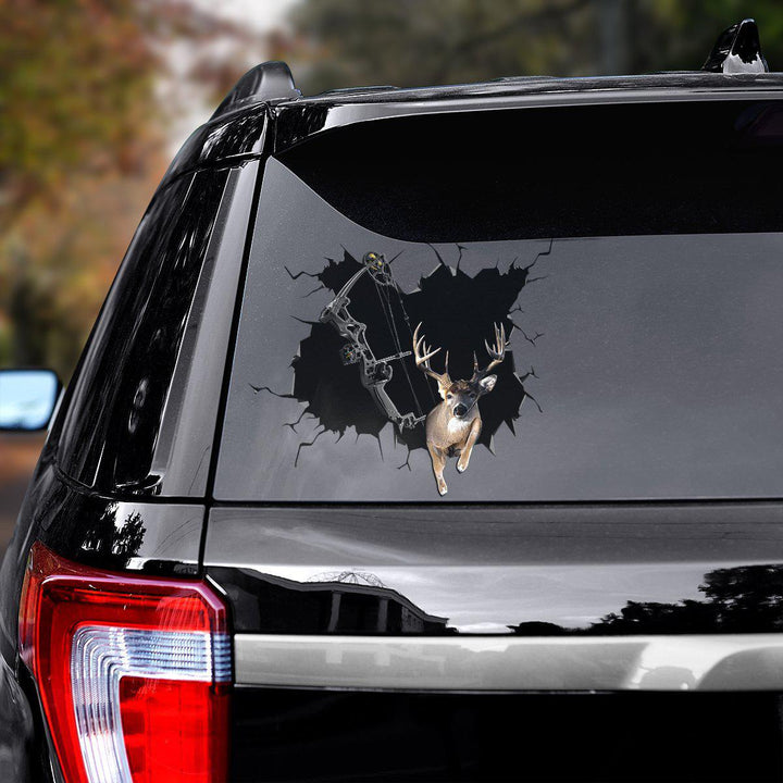 Bow Hunting Deer Cracked Car Decal Sticker | Waterproof | PVC Vinyl | CCS1929