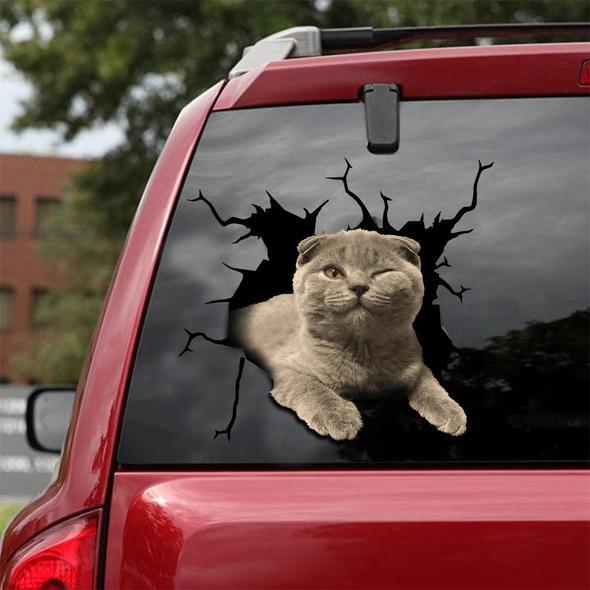 Cats Lover Cracked Car Decal Sticker | Waterproof | PVC Vinyl | CCS1751