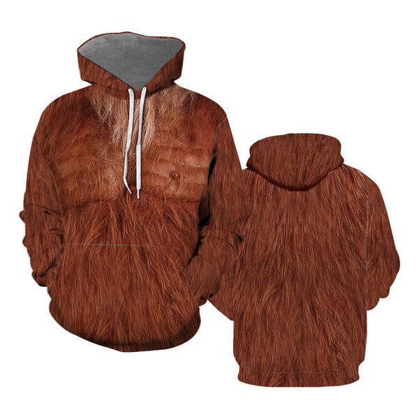 Brown Bigfoot Hairy Zip Up Hoodie For Men & Women Ho3353