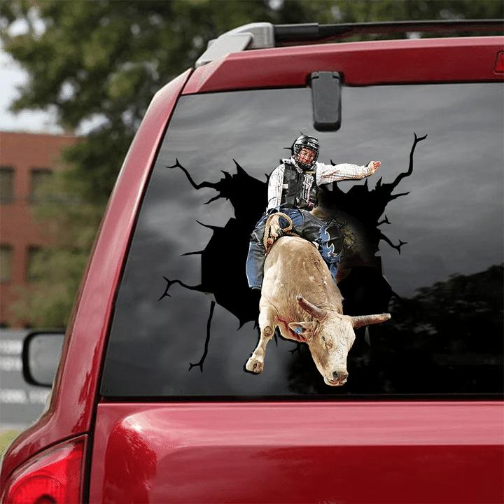 Bull Riding Cracked Car Decal Sticker | Waterproof | PVC Vinyl | CCS2155