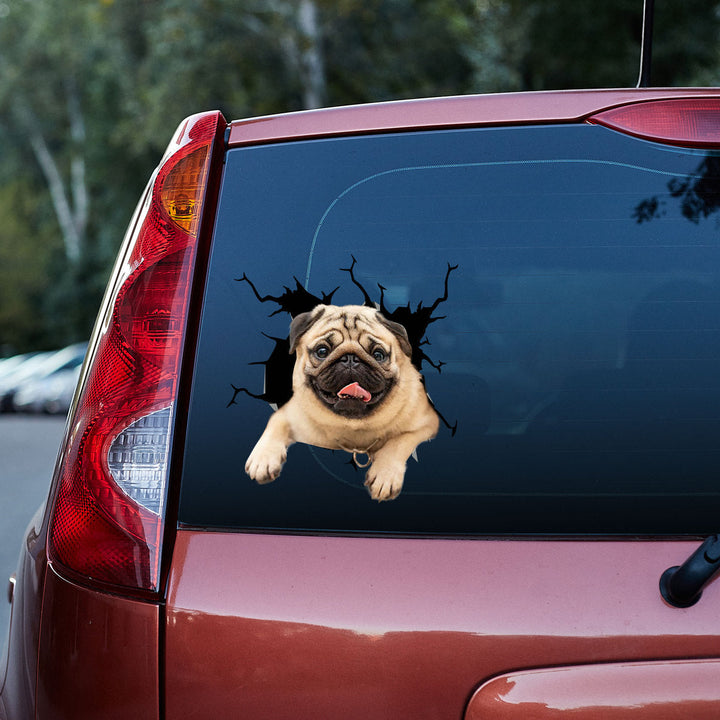 Funny Pug Dog 3D Vinyl Car Decal Sticker