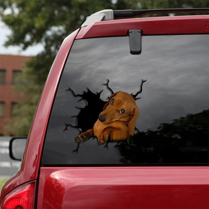 Funny Dachshund Dog 3D Vinyl Car Decal Sticker