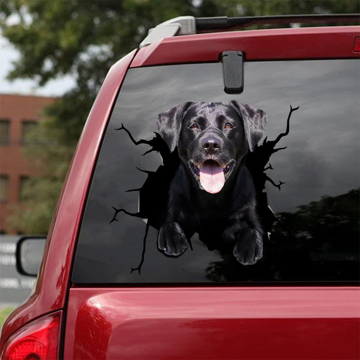 Funny Black Labrador Retriever Dog 3D Vinyl Car Decal Sticker