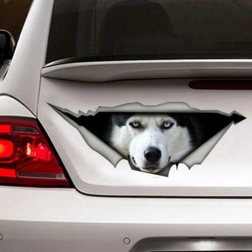 Funny Husky Dog 3D Vinyl Car Decal Sticker