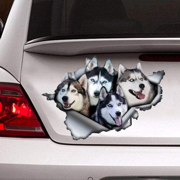 Funny Huskies Dog 3D Vinyl Car Decal StickerN