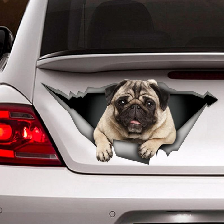 Funny Pug Dog 3D Vinyl Car Decal Sticker