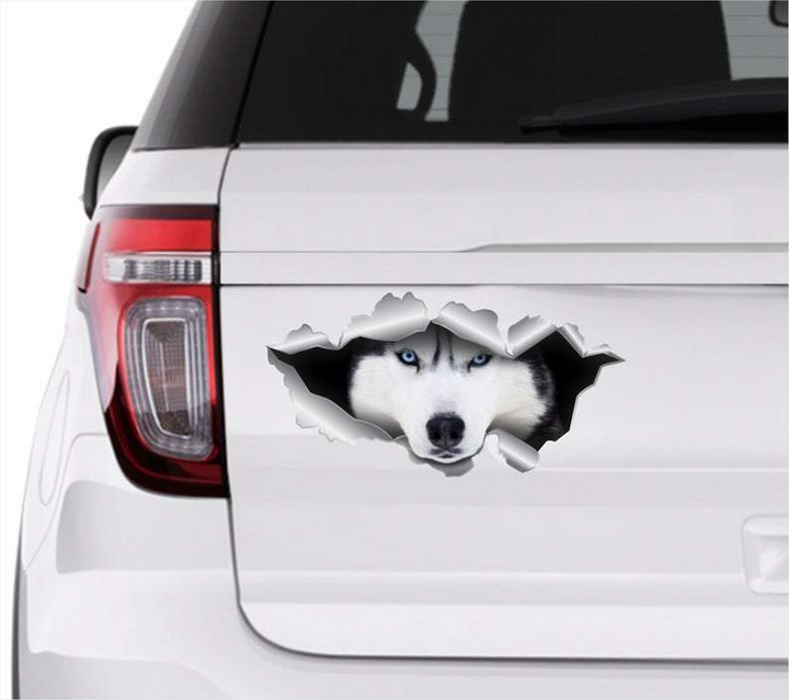 Funny Husky Dog 3D Vinyl Car Decal Sticker