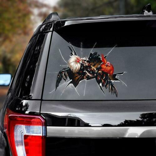 Rooster Fighting 3D Vinyl Car Decal Sticker