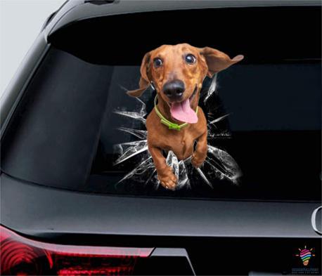 Funny Love Dachshund Dog 3D Vinyl Car Decal Sticker