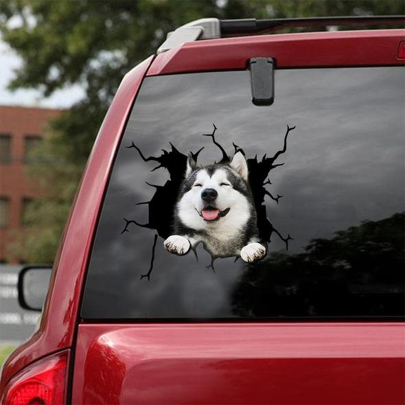 Funny Siberian Husky Dog 3D Vinyl Car Decal Sticker