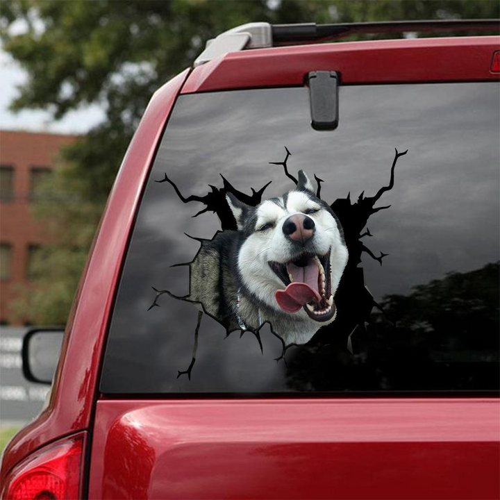 Funny Siberian Husky Dog 3D Vinyl Car Decal Sticker