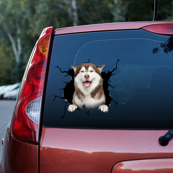 Funny Siberian Husky Dog 3D Vinyl Car Decal Sticker