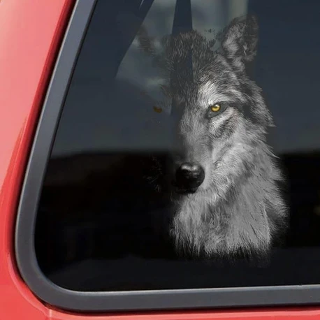 Grey Wolf 3D Vinyl Car Decal Sticker