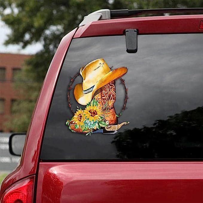 Country Boot 3D Vinyl Car Decal Sticker